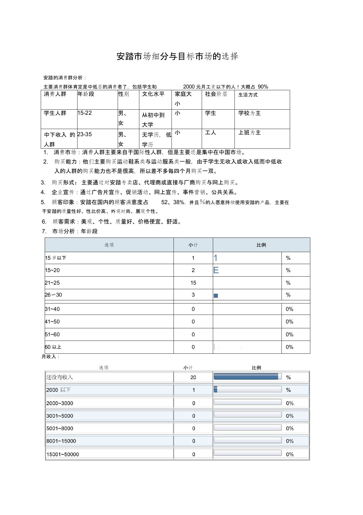 安踏市场细分与目标