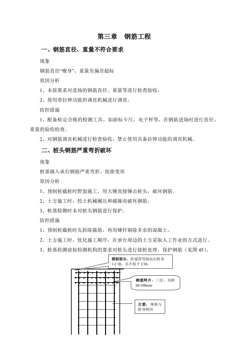 常见质量问题治理钢筋工程