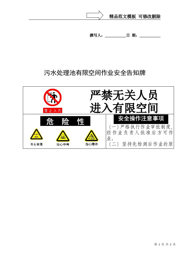 3.2.有限空间作业安全告知牌式样