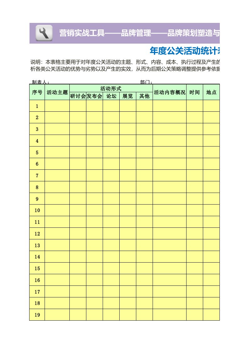 企业管理-年度公关活动统计表