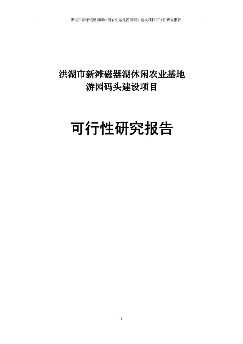 新滩镇磁器湖休闲农业基地游园码头可行性论证报告