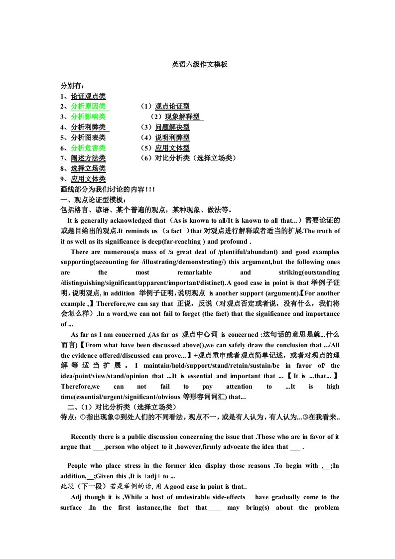 12月英语六级作文模板经典