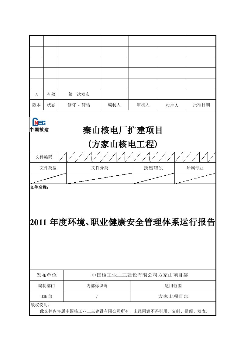 环境与职业健康安全管理体系运行报告