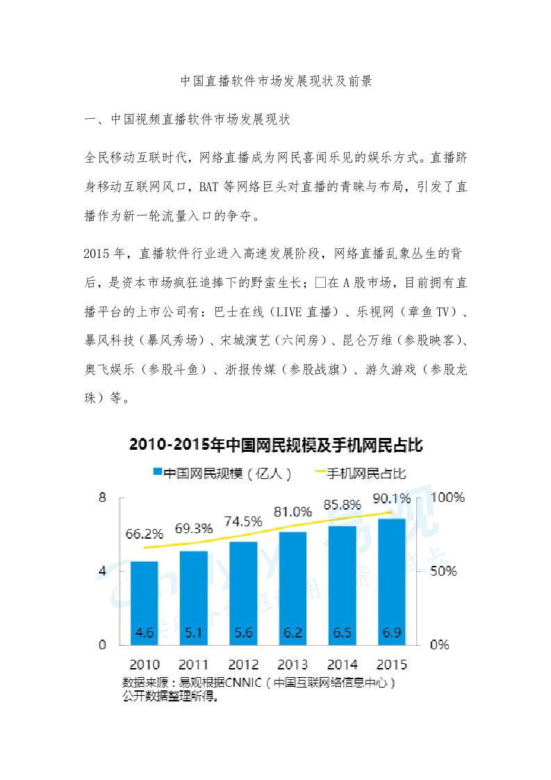 中国移动直播市场分析报告文案