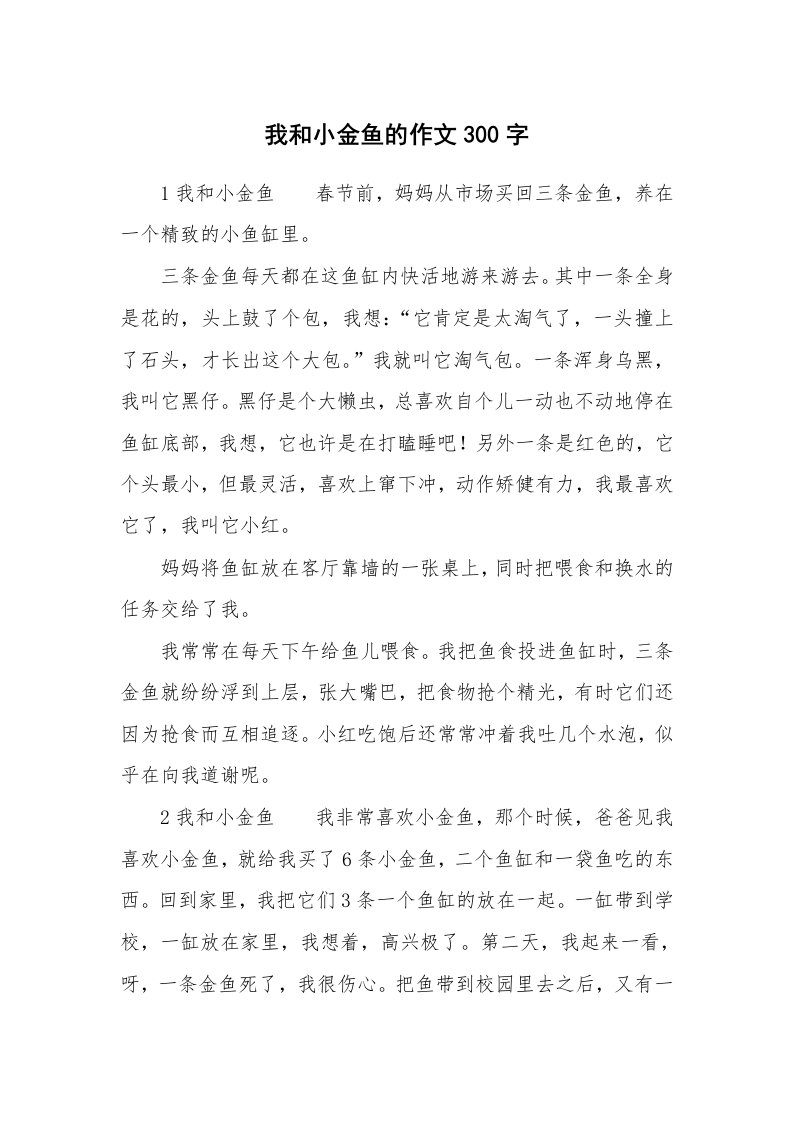 我和小金鱼的作文300字