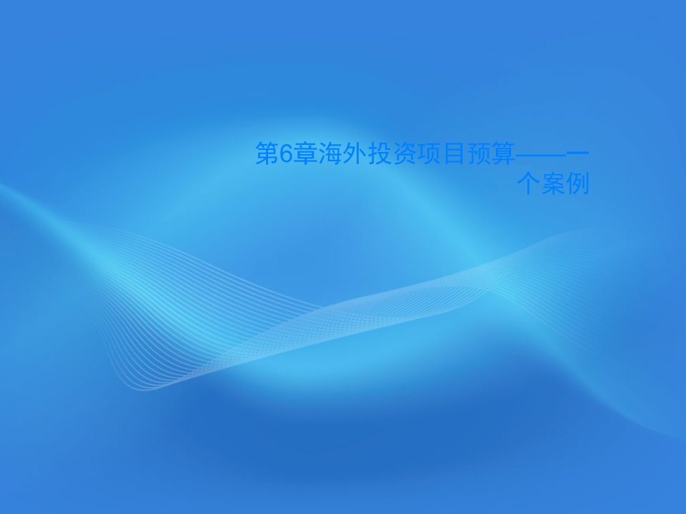 第6章海外投资项目预算——一个案例