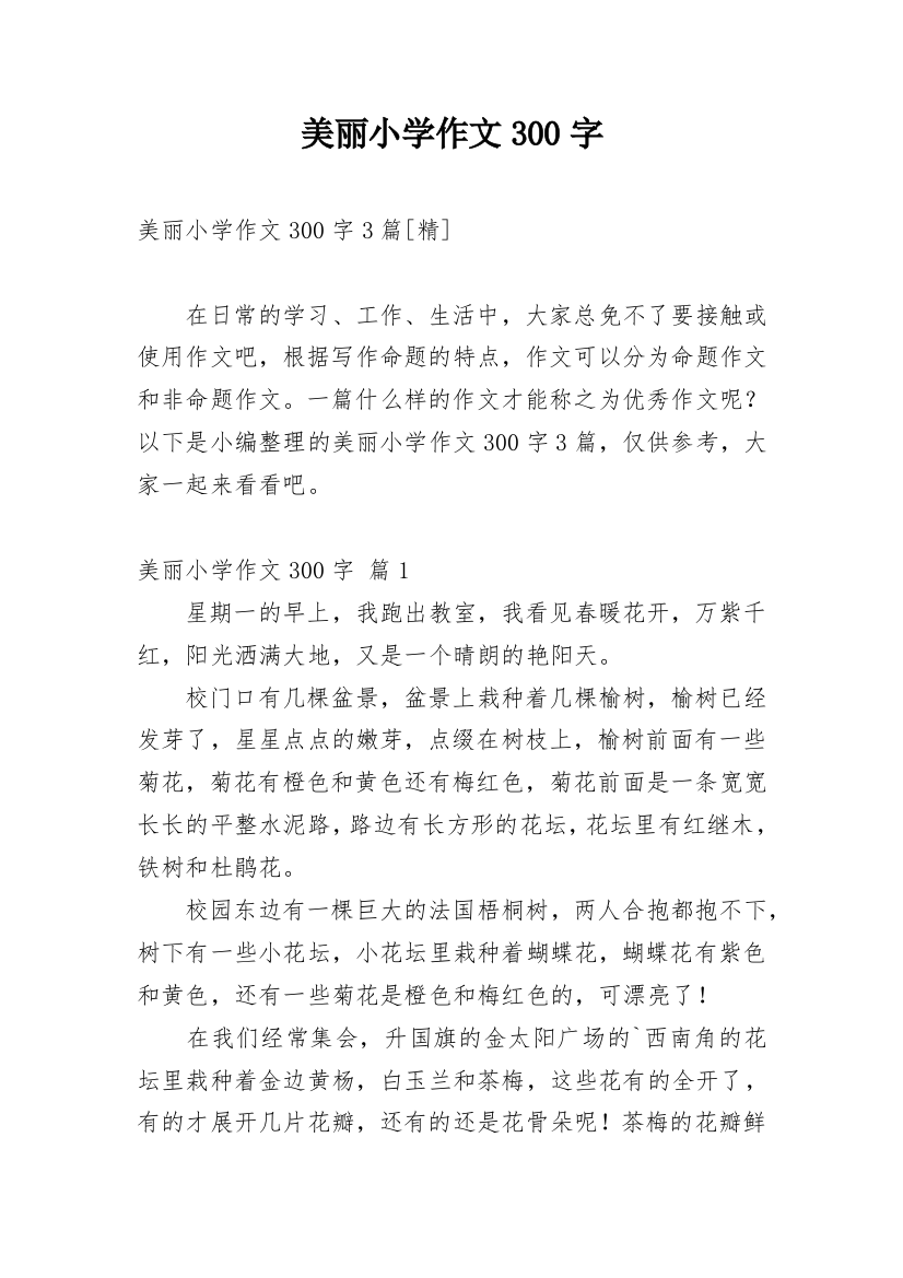 美丽小学作文300字_214