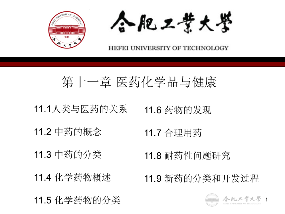 合工大化学与健康第十一章-医药化学品与健康