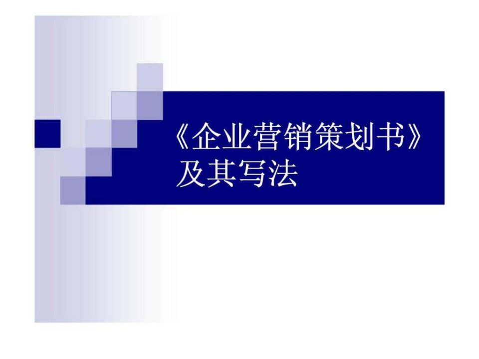 企业营销策划书及其写法