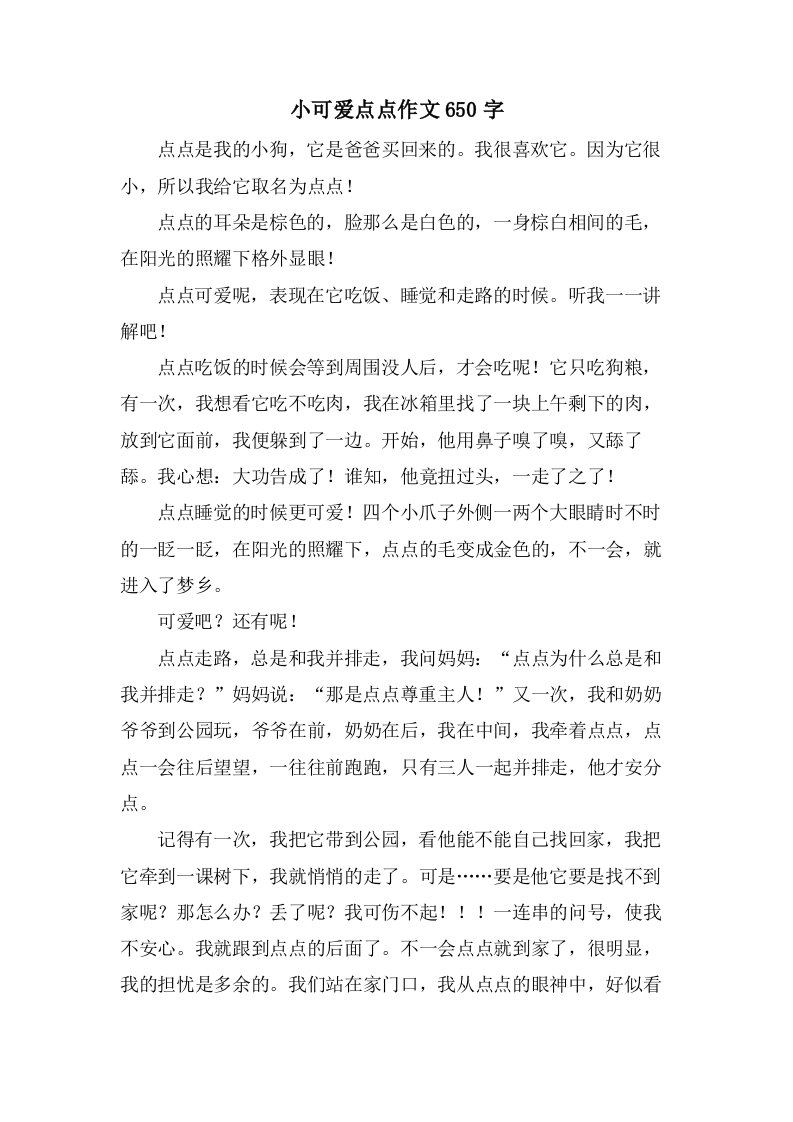 小可爱点点作文650字