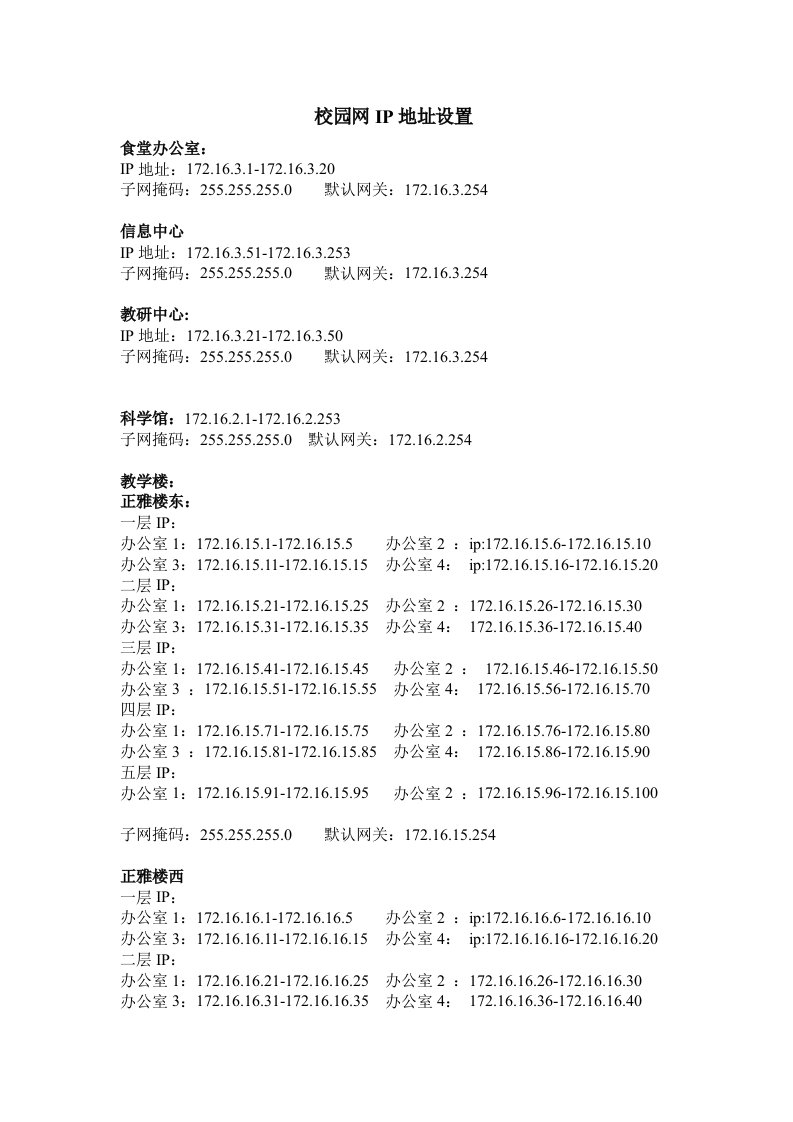 校园网IP地址设置