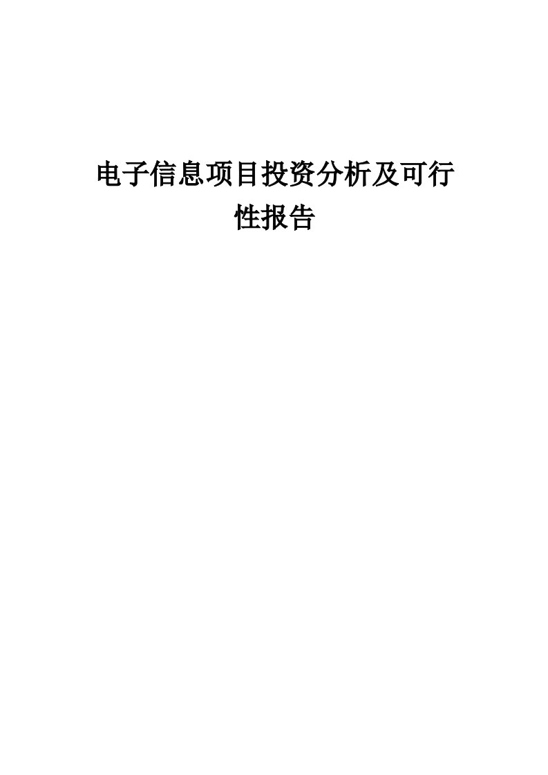 2024年电子信息项目投资分析及可行性报告