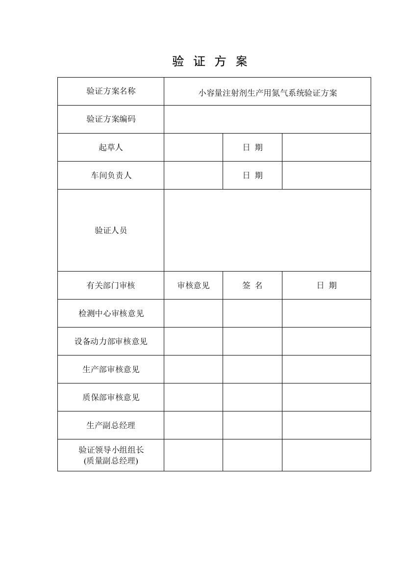 氮气系统验证专项方案