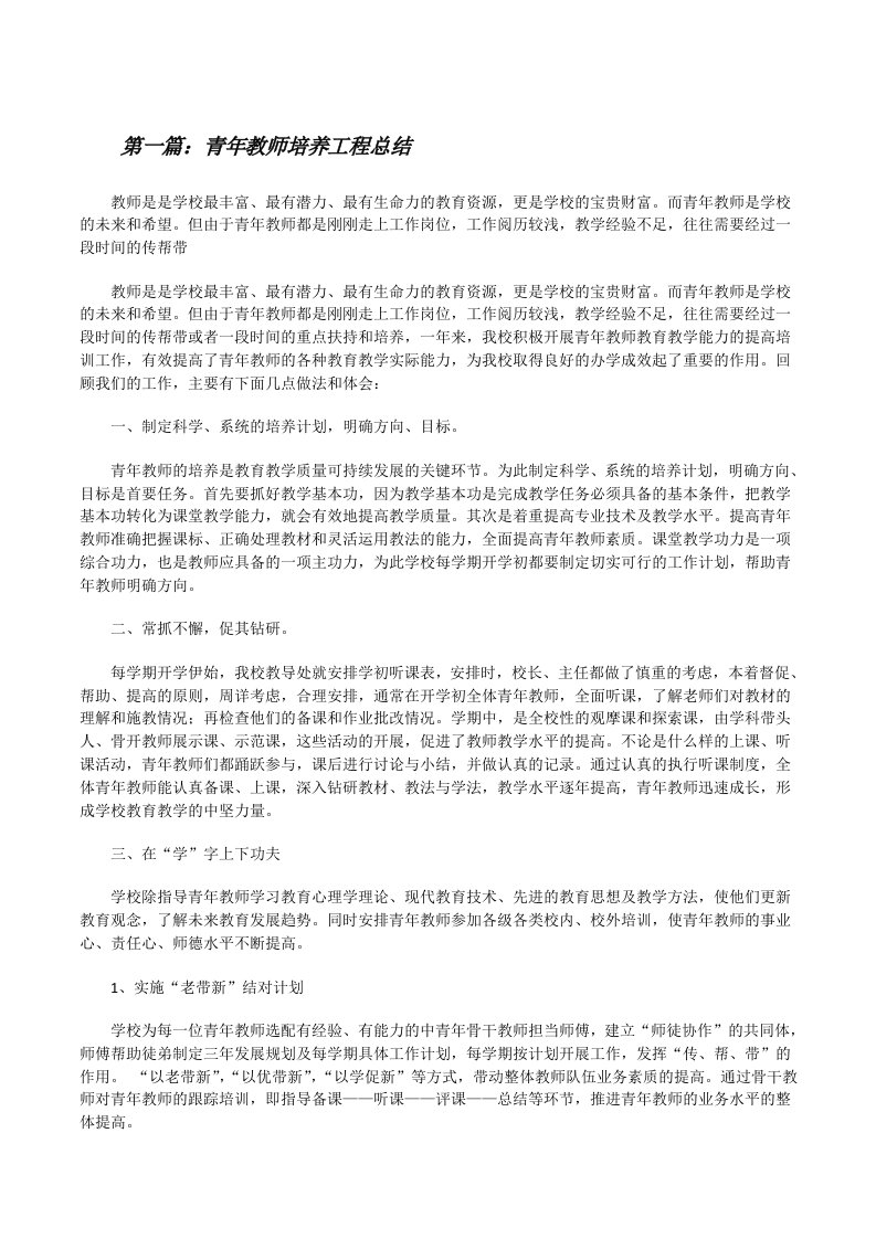 青年教师培养工程总结[修改版]