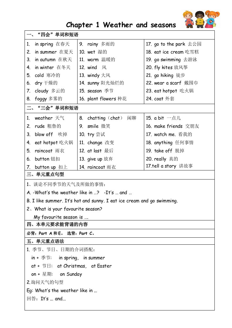 3A单元知识达(2017年1月修改)香港朗文教材