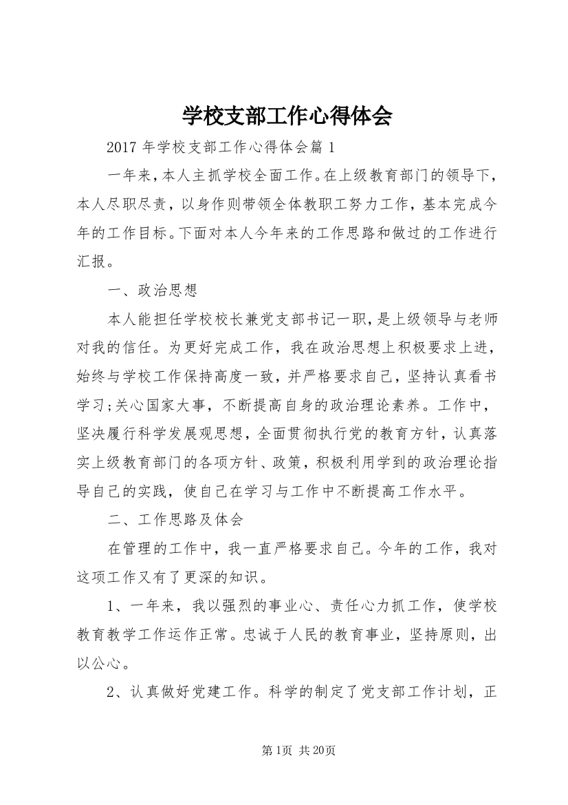 学校支部工作心得体会