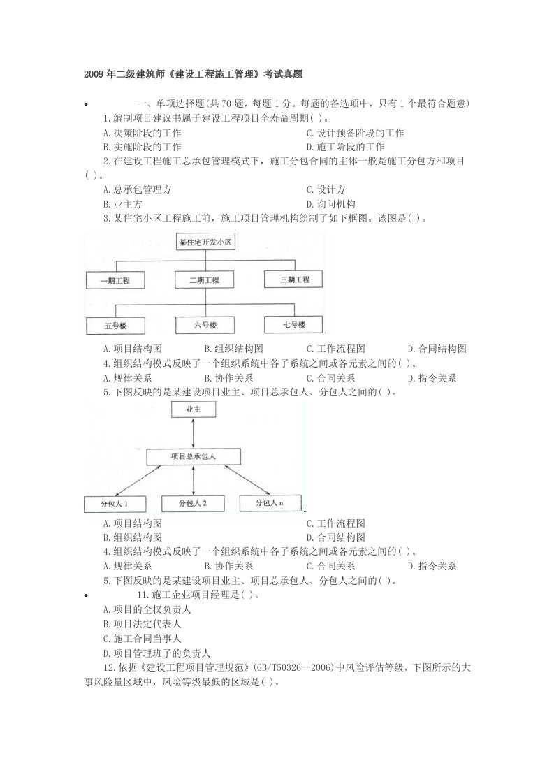 二级建造师测验《建设工程施工管理》测验真题及答案