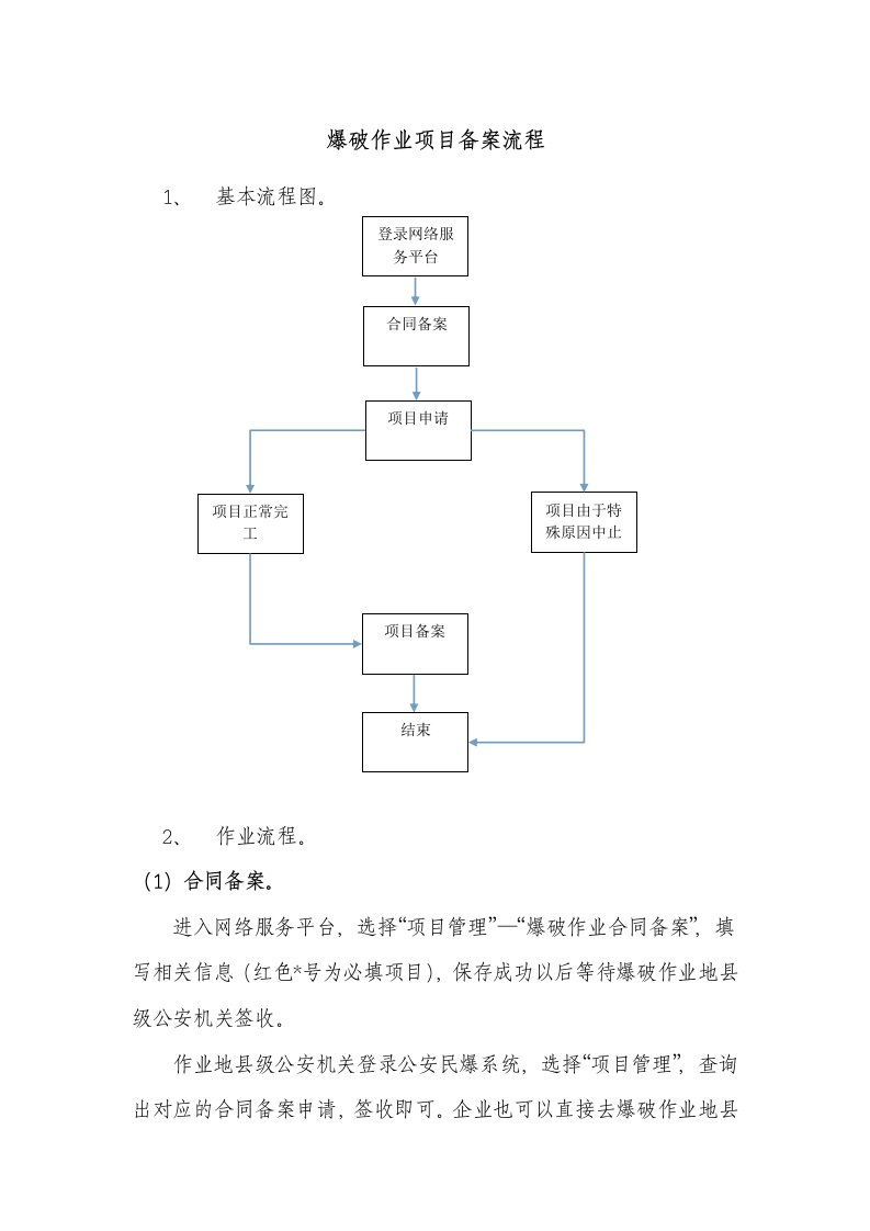 爆破作业项目备案流程