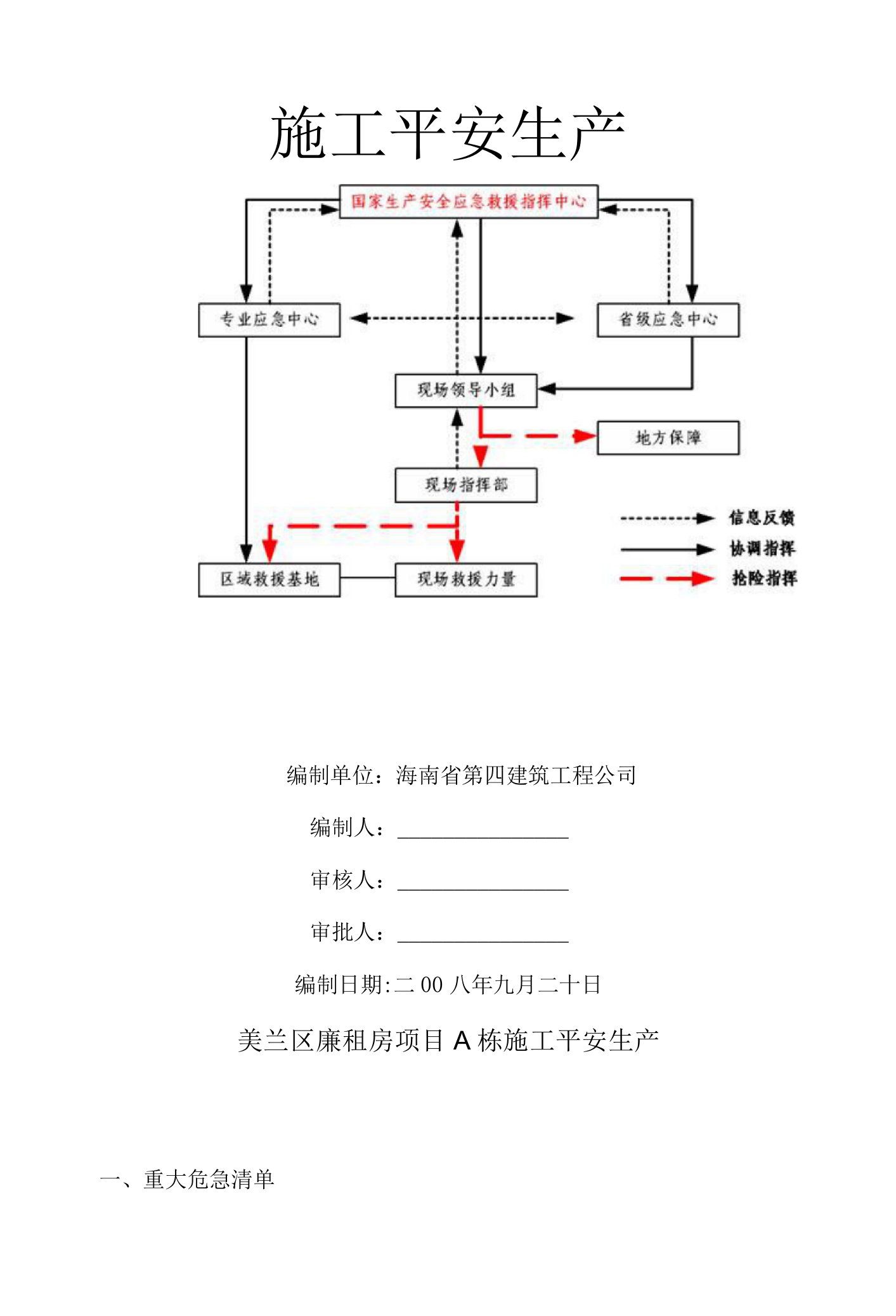 美兰区项目施工安全应急预案