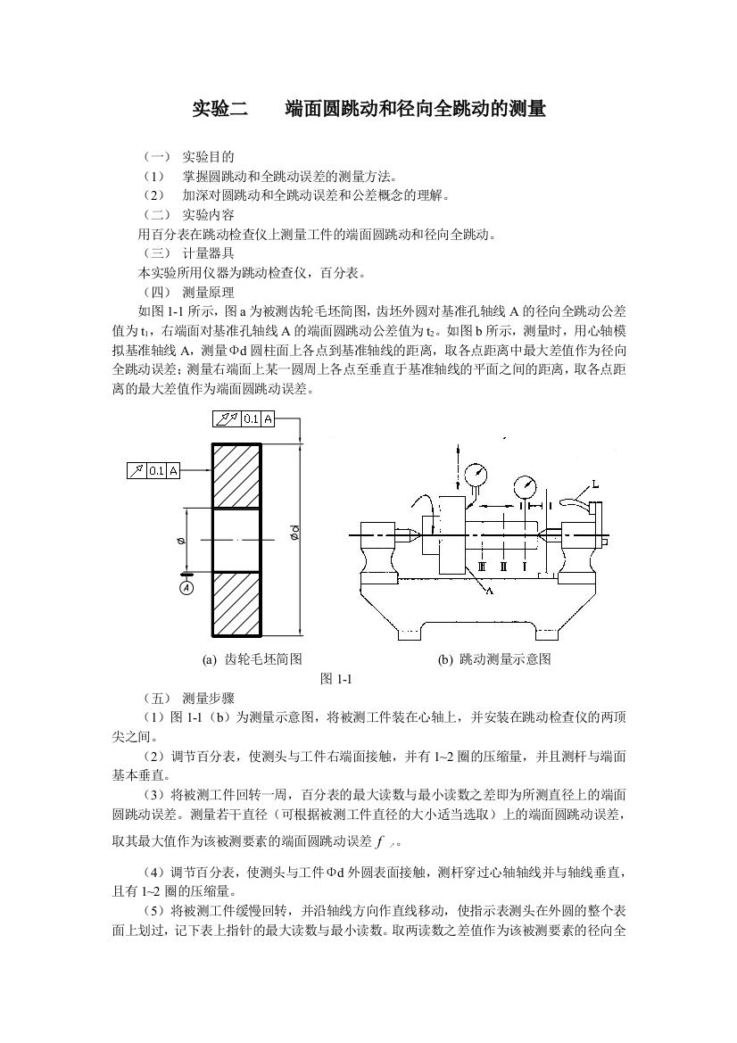 端面圆跳动和径向全跳动的测量