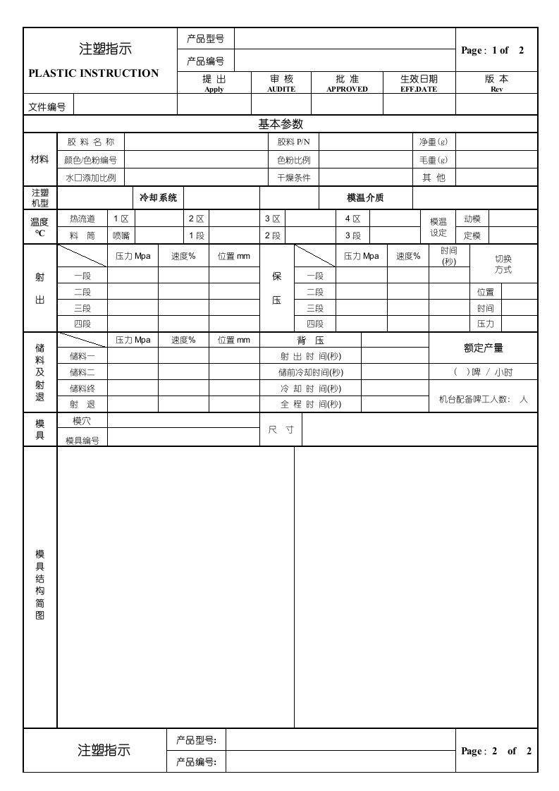 注塑工艺通用作业指导书(SOP)