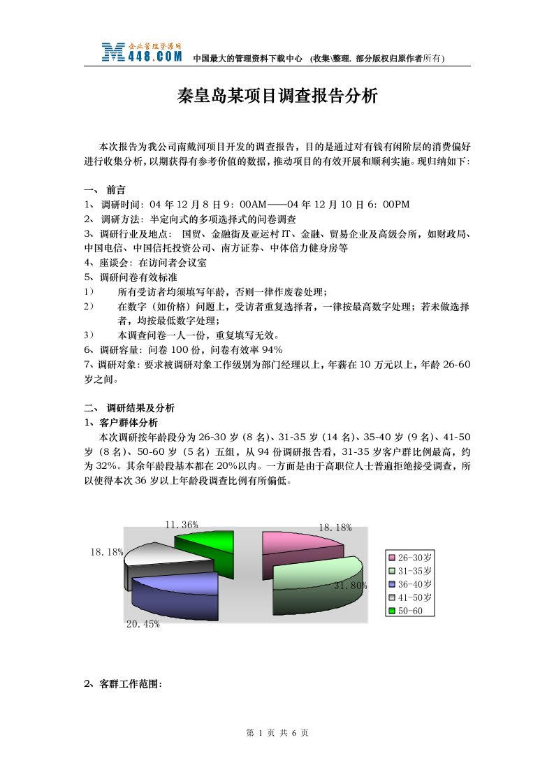 秦皇岛南戴河度假房产项目调查报告分析(DOC)-房市分析