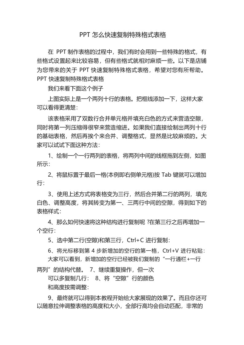 PPT怎么快速复制特殊格式表格