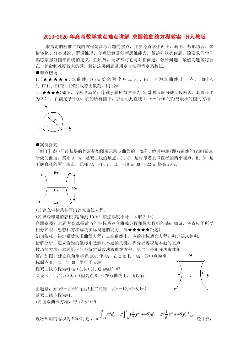 2019-2020年高考数学重点难点讲解