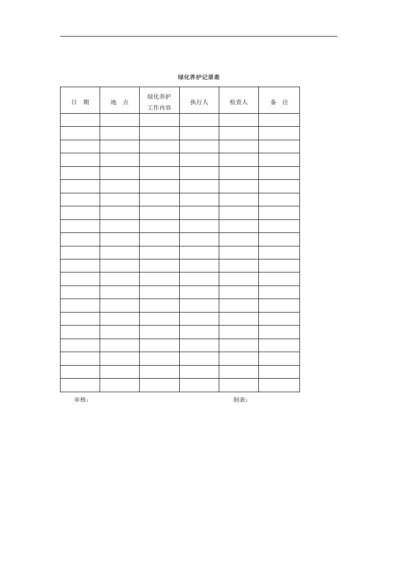 【管理精品】绿化养护记录表