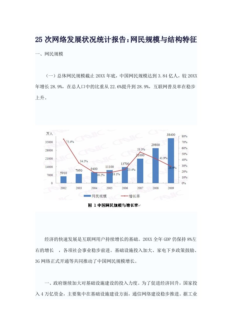 发展战略-25次网络发展状况统计报告：网民规模与结构特征