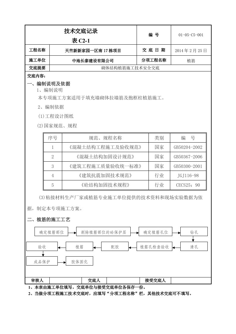 填充墙砌体拉墙筋及抱框柱植筋技术交底