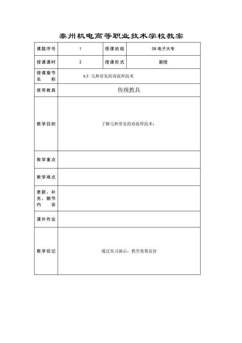 smt表面组装技术-电子大专SMT技术教案47页