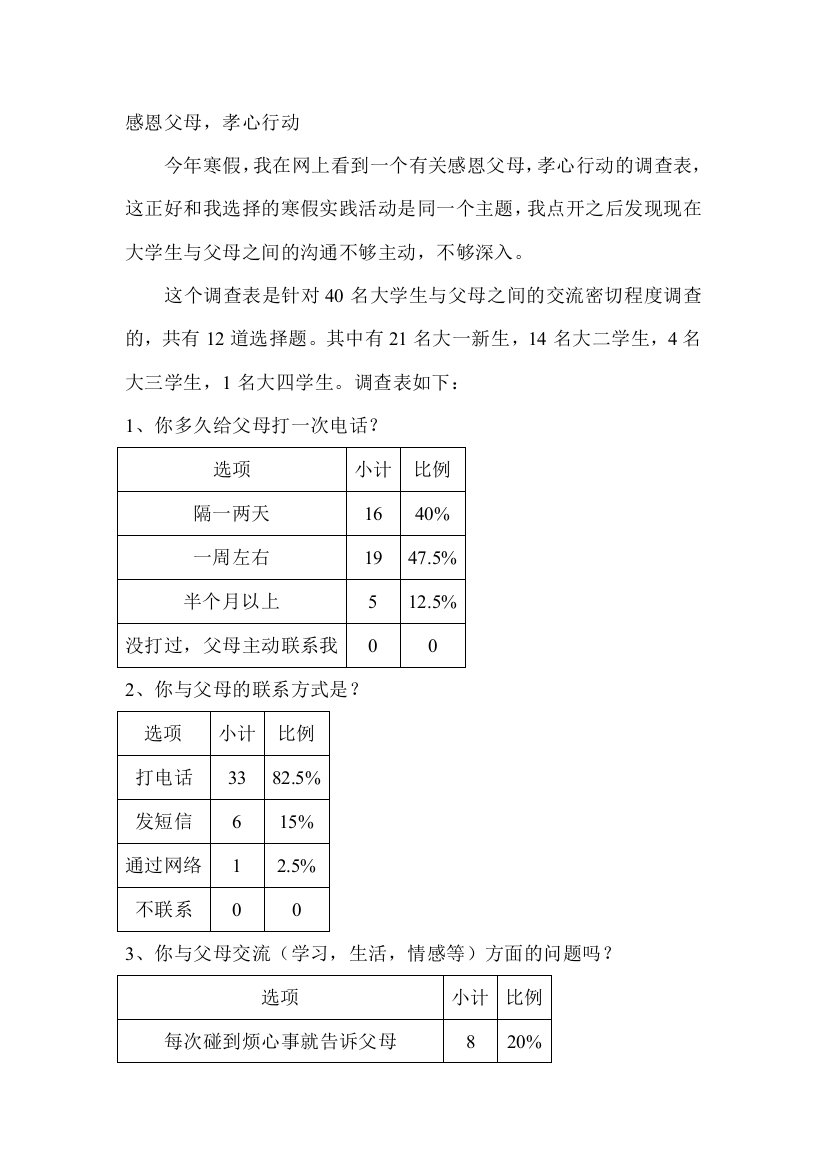 感恩父母，孝心行动