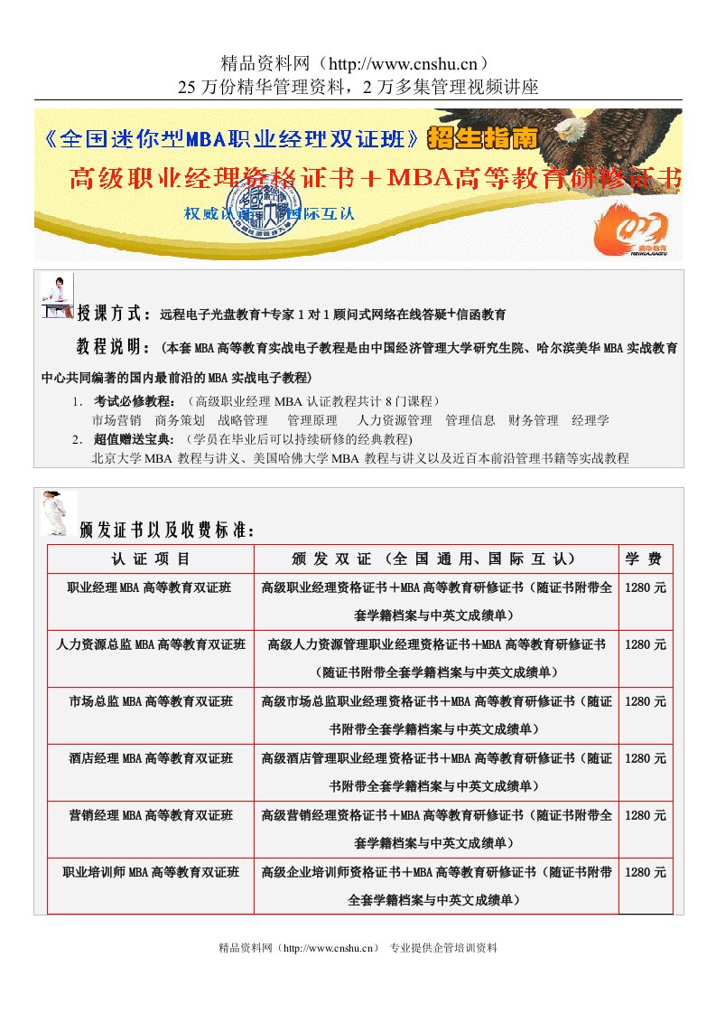 迷你型MBA职业经理双证班