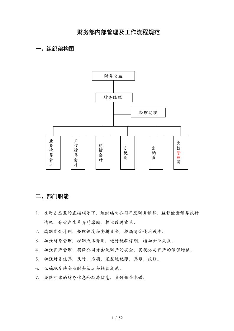 X公司财务部管理及工作流程[1]