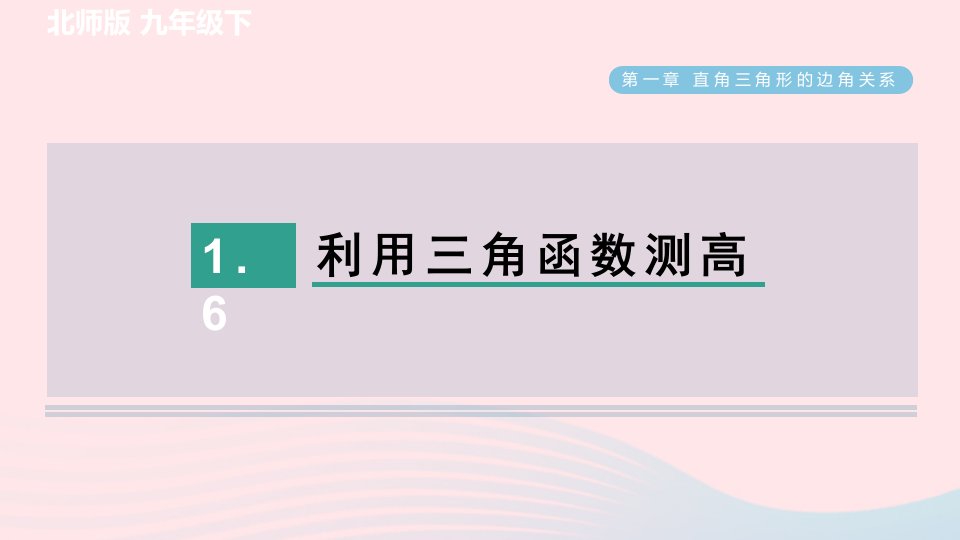 2024春九年级数学下册第1章直角三角形的边角关系6利用三角函数测高作业课件新版北师大版