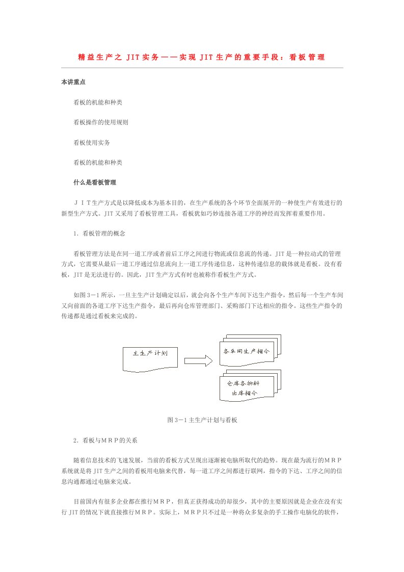 精益生产之JIT实务——实现JIT生产的重要手段：看板管理