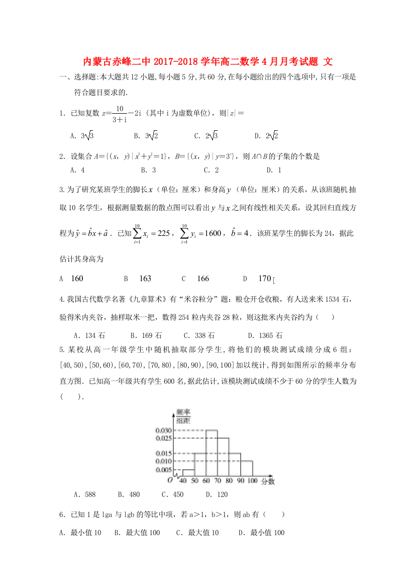 （小学中学试题）内蒙古赤峰二中