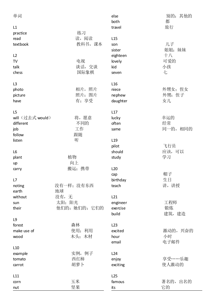 (完整word)北京出版社-小学英语-五年级(下)课文-单词和词组