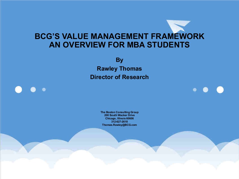 企管MBA-bcg’svaluemanagementframeworkanoverviewformbastudents