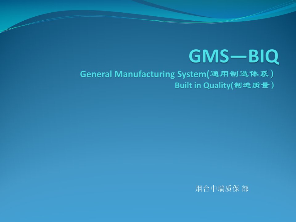 GMS-BIQ制造质量精编版