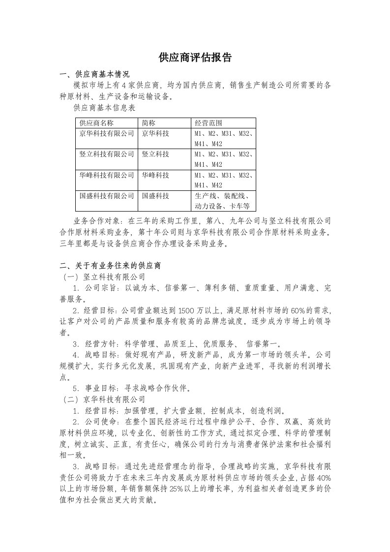 供应商管理-供应商评估报告