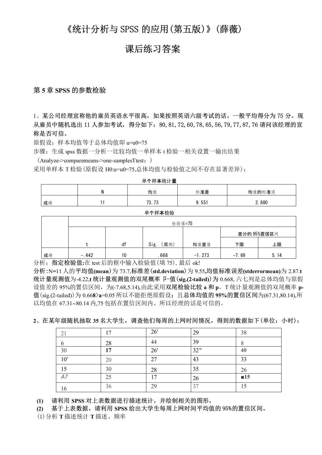 《统计分析与SPSS的应用(第五版)》课后练习答案(第5章)