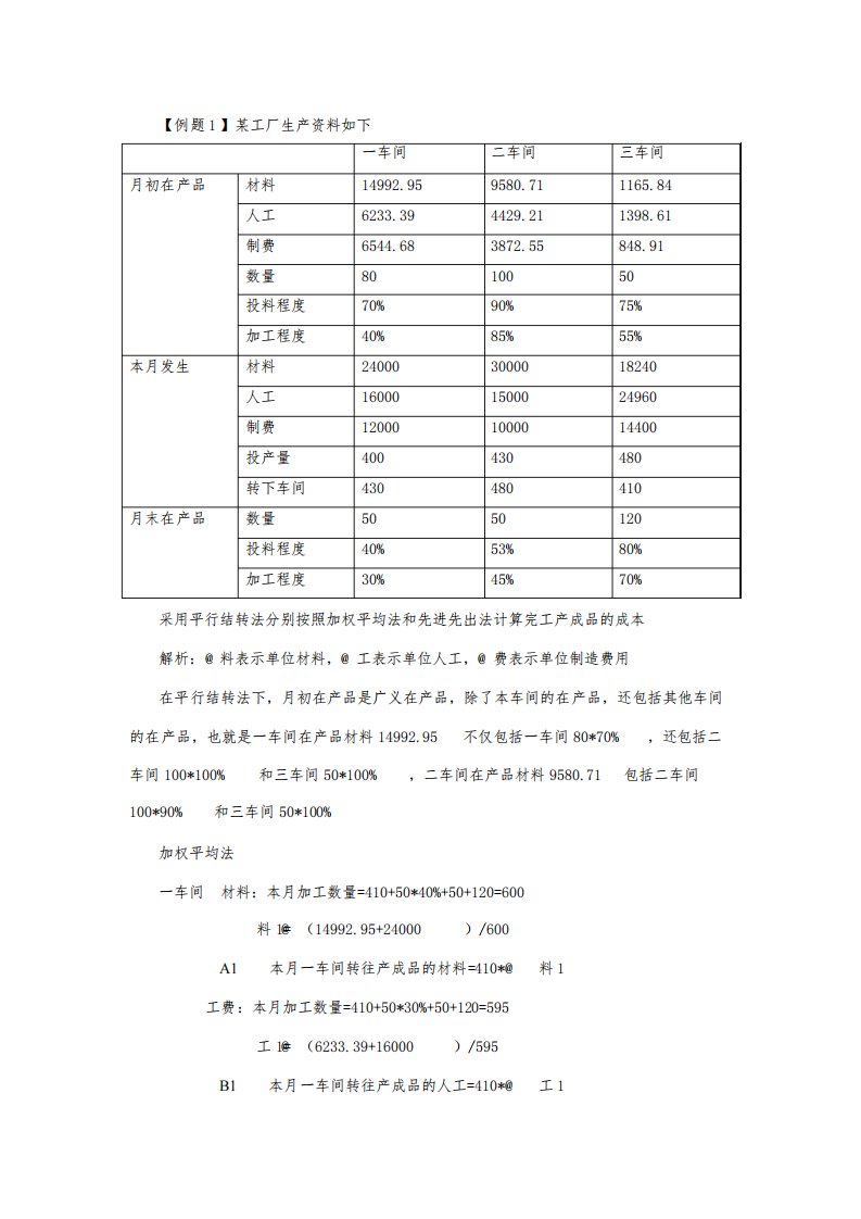 南京大学会计学考研真题成本会计相关例题及参考答案精选