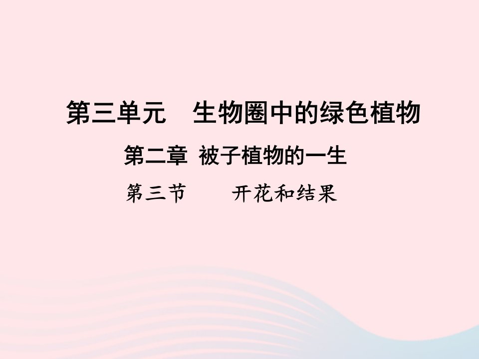 2022七年级生物上册第三单元生物圈中的绿色植物第二章被子植物的一生第三节开花和结果教学课件新版新人教版