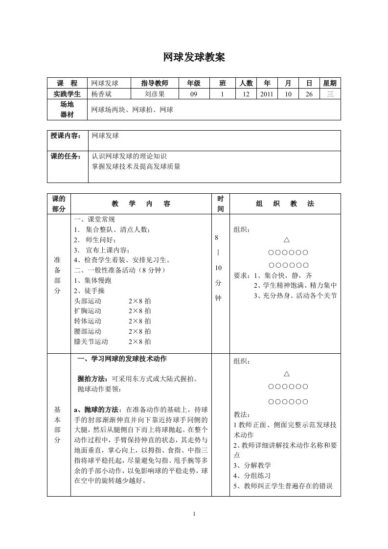 网球发球教案