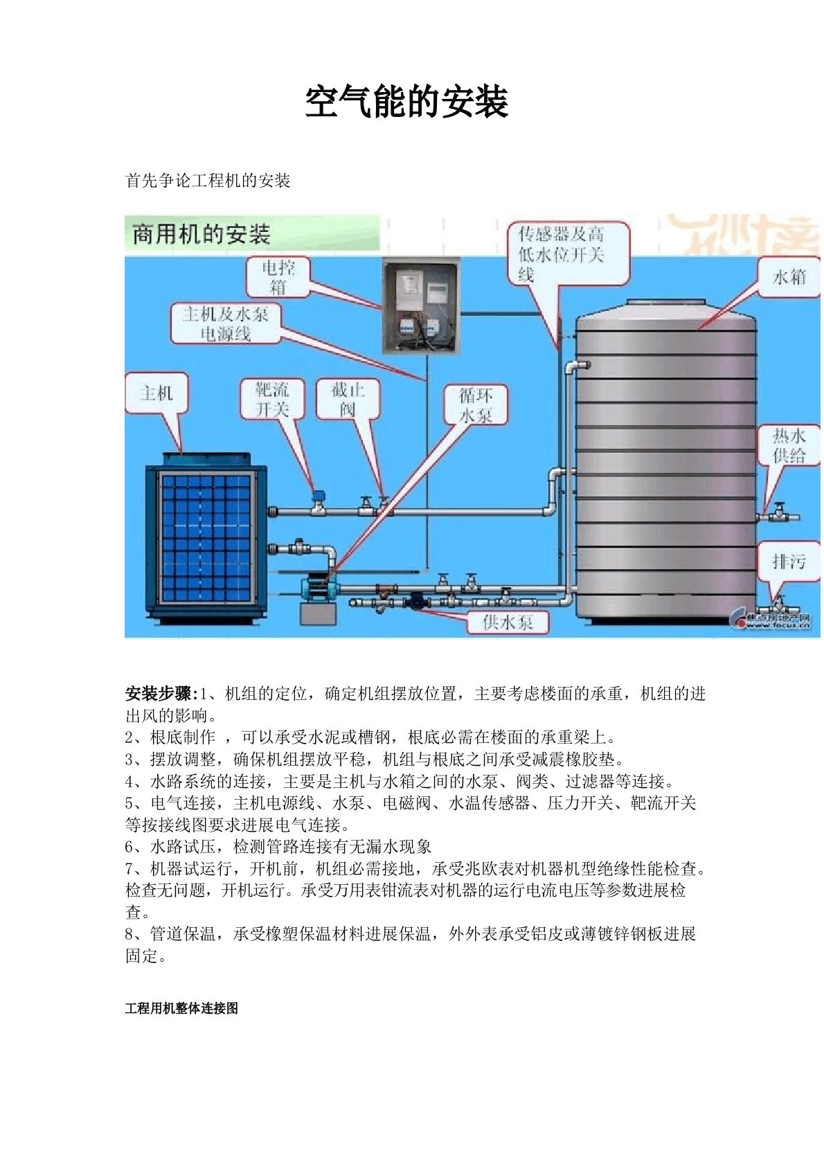 空气能的安装和说明