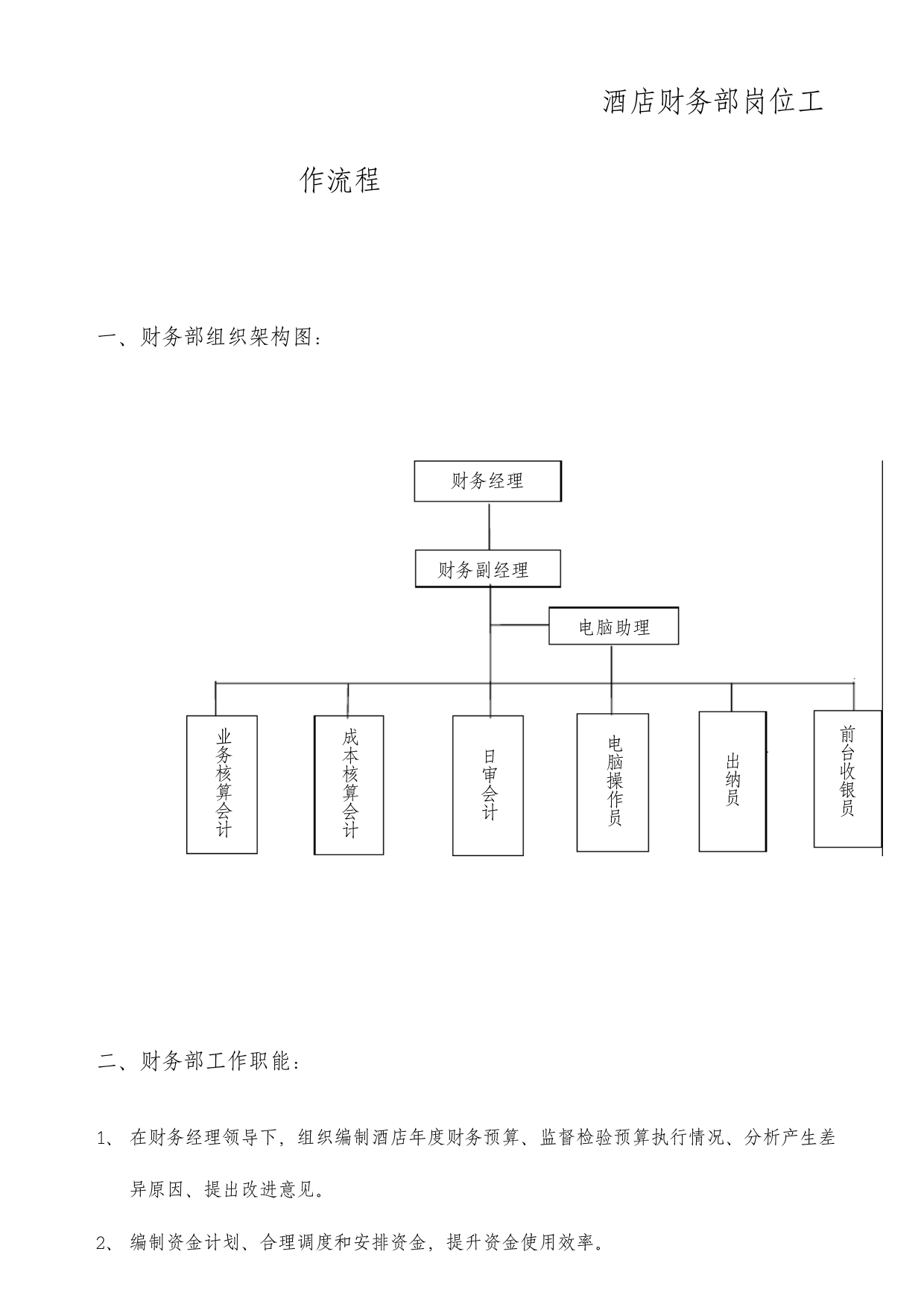 酒店财务部工作流程