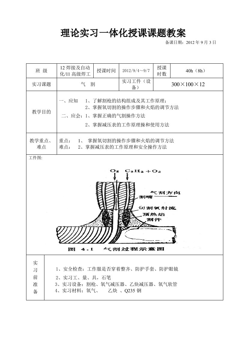 气割教案