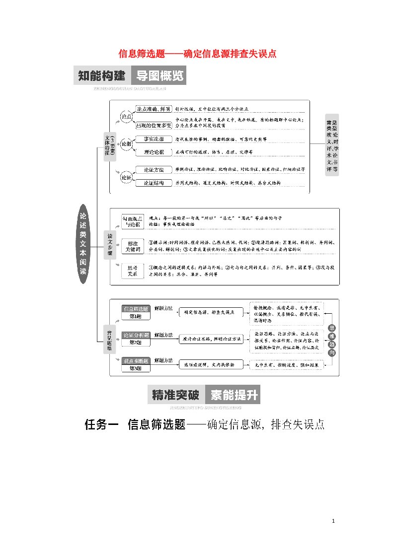 2021高考语文二轮复习任务群1任务1信息筛选题__确定信息源排查失误点学案